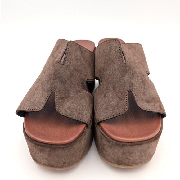 Mia Reta Platform Wedge Slide Sandal Cutouts Women's Brown Size US6 EU37 - Picture 2 of 11